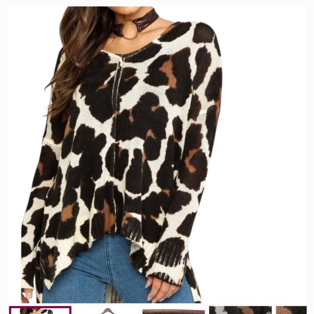 Show Me Your Mumu Stylish Animal Print Oversized Sweater Size Medium